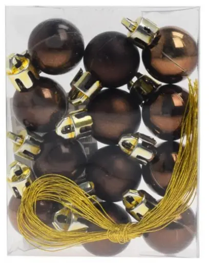 Ozdoba závěsná Koule plast hnědá mix 2cm 12ks#30424