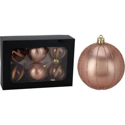 Ozdoba závěsná Koule plast růžová 8cm sada 6 ks#30425