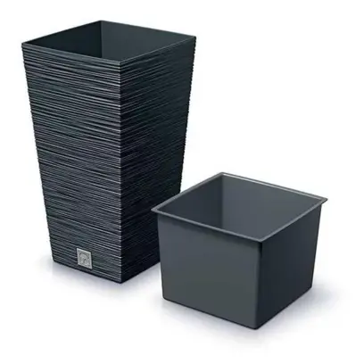 Květináč UH 240x240mm FURU SQUARE antracit výška 450mm s vložkou#30606
