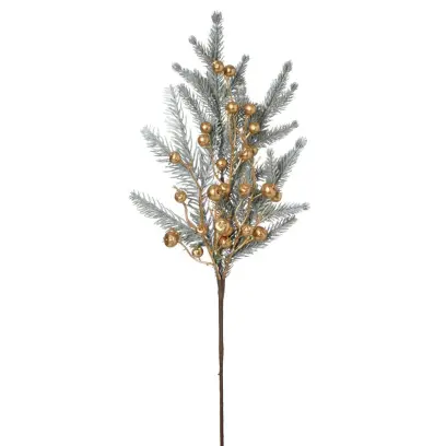 Dekorace zápich Větvička s jehličím, šípky, zlatá, 54 cm#30783