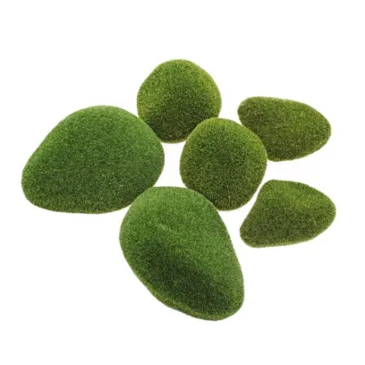 Dekorace kameny mech sada 6ks mix#30789