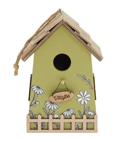 Dekorace závěsná Domeček dřevo zelená 16,5cm#30791