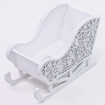 Dekorace sáňky 15x7x10cm dřevěné bílé#30998