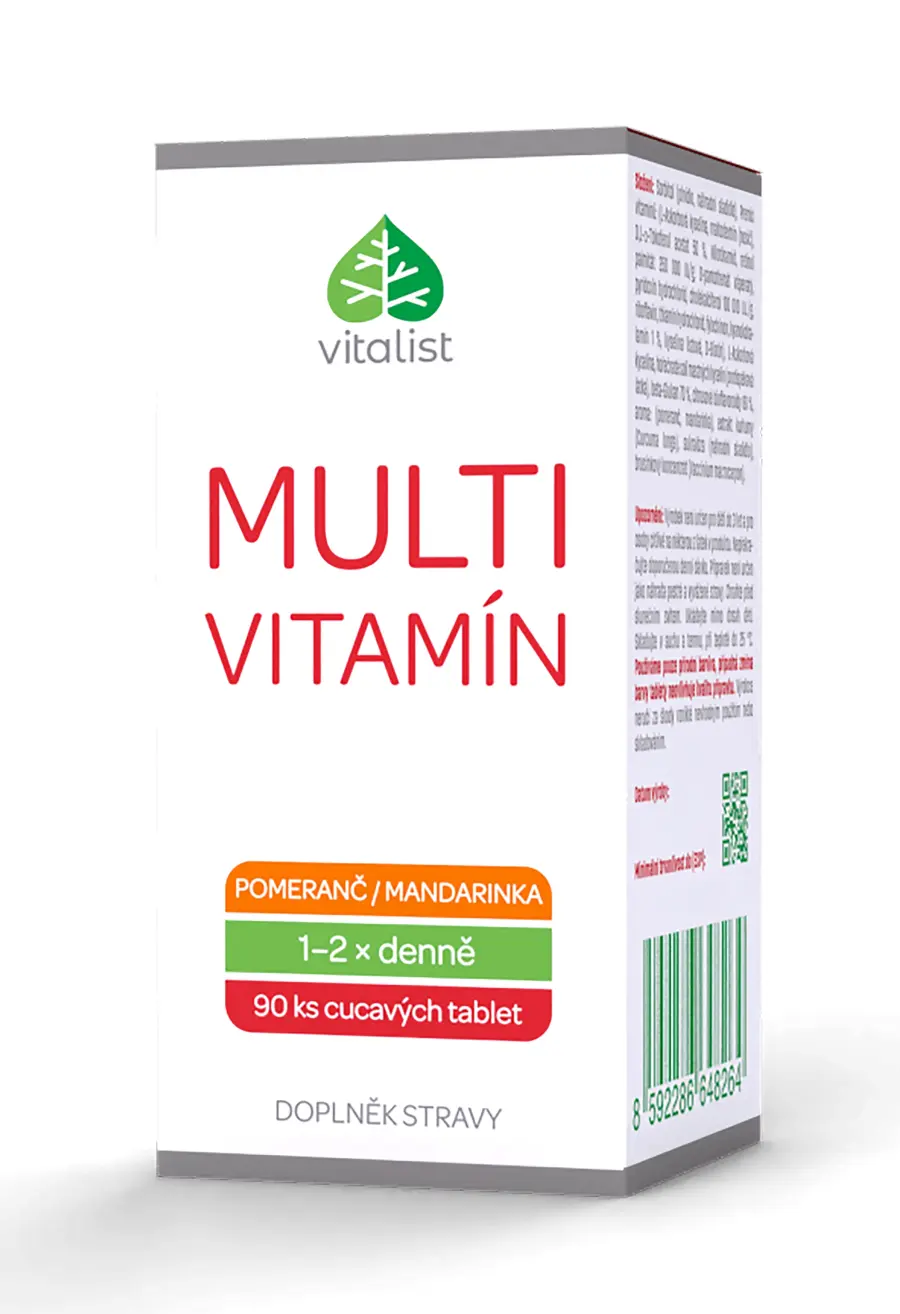 Multivitamín pomeranč/mandarinka 90 tb, Vitalist