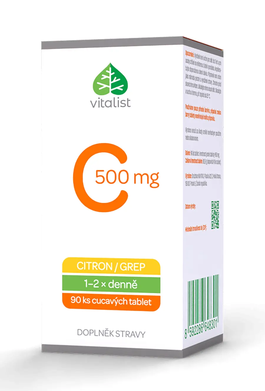 Vitamín C 500mg citron/grep 90 tb, Vitalist