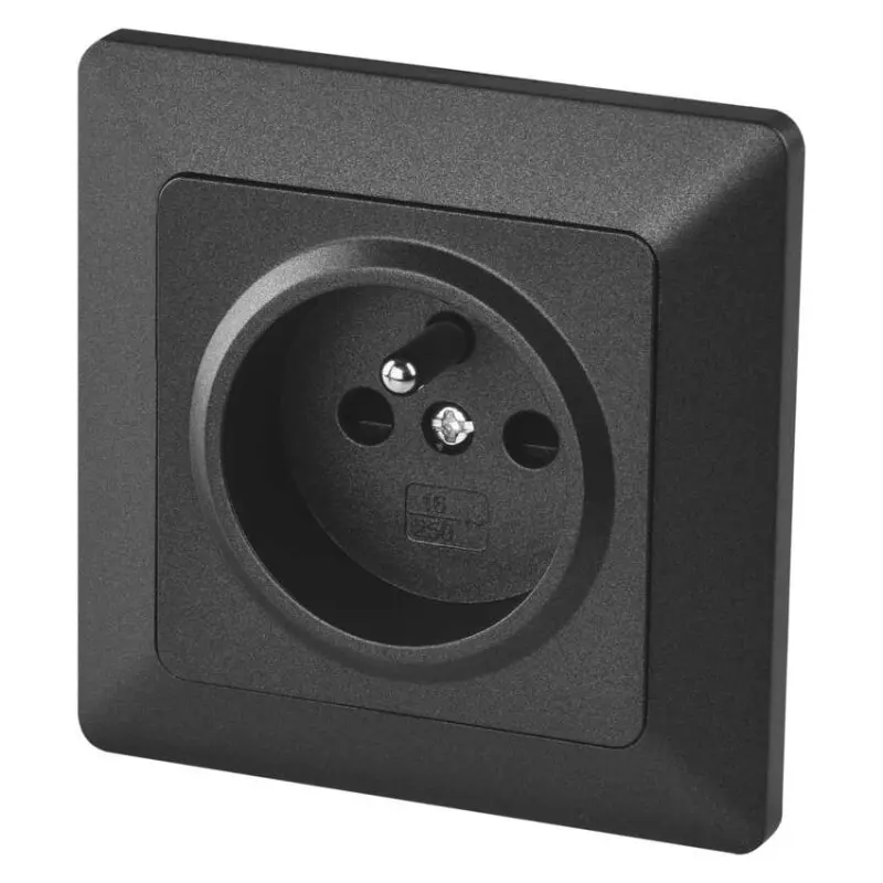 Zásuvka jednonásobná French antracit, Emos#7877