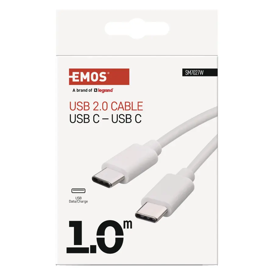Kabel USB 2,0 C/M-C/M 1m 60W bílá, Emos#7901