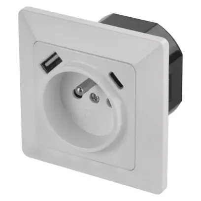 Zásuvka s USB A a USB C bílá, Emos#8029