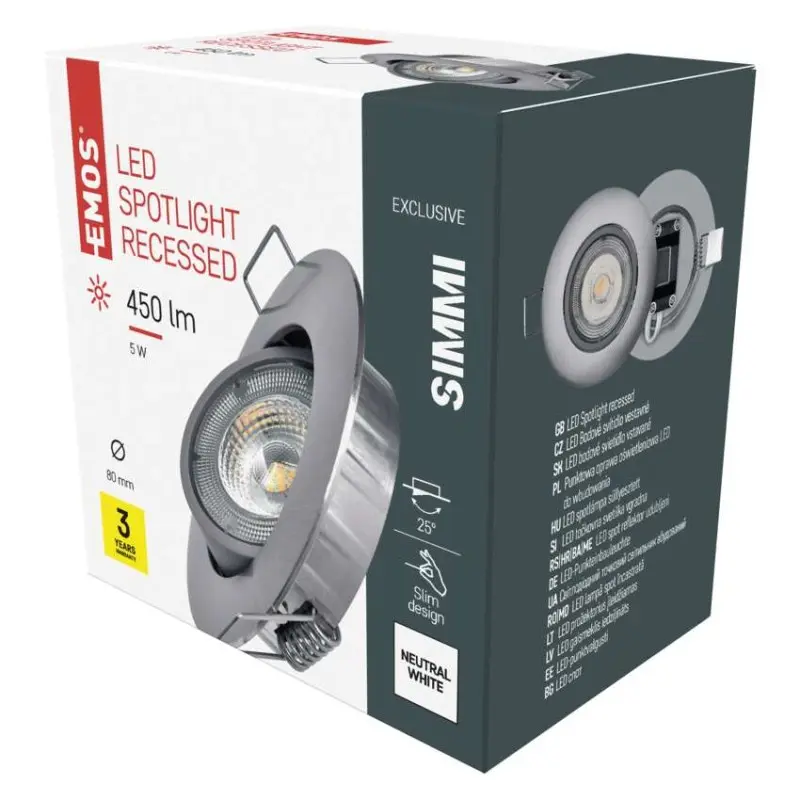 Svítidlo bodové LED 5w 450LM Exclusive stříb. NW ZD3121, Emos#8158
