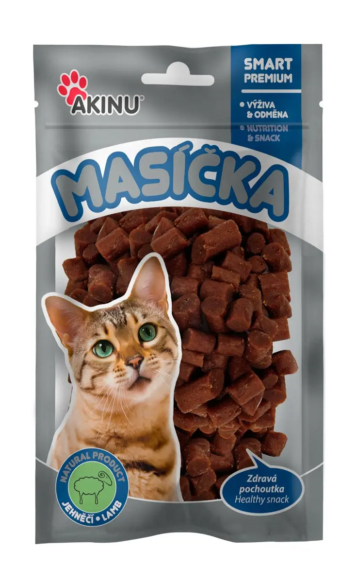 Pamlsek pro kočky Kousky jehněčí 50g, Akinu#9904